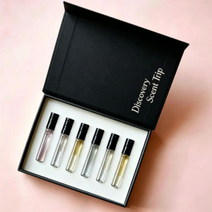 Coffret Cadeau Magnétique de Luxe pour Parfum avec Insert en EVA, Logo Doré, 5 ou 6 pièces, 2ml, 5ml, 10ml, 50ml, 100ml, Noir Rigide, Coffret Découverte - Product Image 1