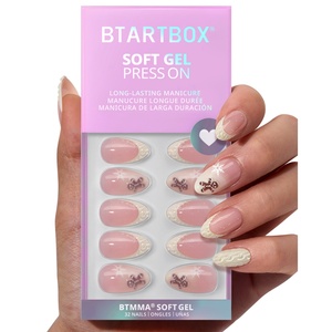 BTARTBOX Uñas Postizas de Lujo con Pegamento, Venta al por Mayor, Hechas a Mano, de Gel Suave, 3D, Diseño de Galleta de Jengibre, Lindas, Navideñas, Francesas, a Presión - Product Image 1