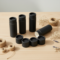 Baume à lèvres premium push-up dans un tube en papier kraft noir écologique, stick déodorant, rouge à lèvres personnalisé avec logo, design imperméable