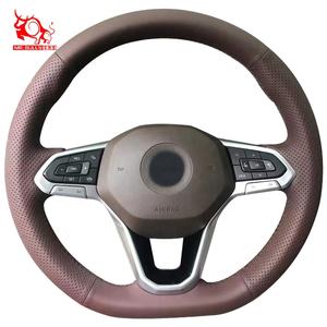 Cubierta para <span class=keywords><strong>volante</strong></span> de <span class=keywords><strong>coche</strong></span>, producto de <span class=keywords><strong>Amazon</strong></span>, color marrón, para ololkswagen Iuuuzz marmarok ololf State estado Assat T-Ross iiguan Etta - Product Image 1