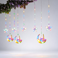 Guirlande lumineuse LED Ramadan, lune croissante, étoile, mosquée, décoration suspendue, 3m, rechargeable, à intensité variable, intérieur/extérieur