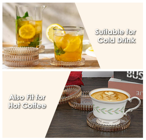 Sottobicchieri Moderni in Vetro Trasparente - Sottobicchieri in Cristallo per Tavolo da Caffè, Ufficio, <span class=keywords><strong>Cucina</strong></span> e Altro - Product Image 5