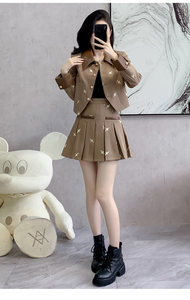 Damen 2025 Luxus Zweiteiler Eleganter <span class=keywords><strong>Blazer</strong></span> und Plissierter Rock Outfit Hochwertiger Tweed-Anzug Zweiteiliges Damenset - Product Image 3
