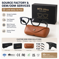 Nouvelles lunettes intelligentes MT5 Ultra avec enregistrement photo, vidéo et audio 8 mégapixels, capacités interactives de Q&A basées sur l'IA, en métal