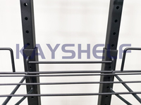 Présentoir de plancher de promotion de casse-croûte réglable de vente au détail en métal noir mat avec des crochets et des supports de fil