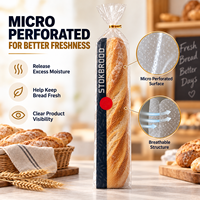 Sacs à pain en BOPP micro-perforés personnalisés en gros avec fermeture à fil pour boulangerie, emballage alimentaire et fournitures de magasin de détail