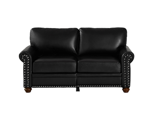 Living Room <b>Sofa</b> Loveseat Black Faux Leather - Product Image 3