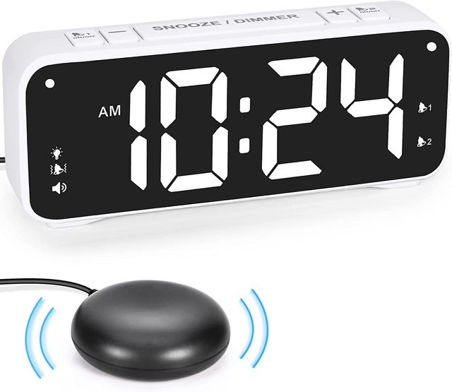 High Quality Super Loud Alarm Clock with Bed Shaker Vibrating Alarm Clock for Heavy Sleepers Hearing Impaired Deaf Teens