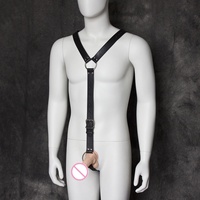 Cinturón de Cuero en Forma de Y para Restricción Sexual, Anillo para Pene, Juguete de Bondage, Lencería Sexy Masculina
