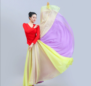 <span class=keywords><strong>Jupe</strong></span> <span class=keywords><strong>longue</strong></span> de danse orientale à effet dégradé de couleur flamme, 720 cm de diamètre, pour spectacle de danse de salon - Product Image 6