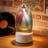 Lampe de nuit religieuse LED Notre-Dame de Guadalupe Sacré-Cœur Jésus Vierge Marie Catholique en acrylique illuminée Décoration d'intérieur Cadeau