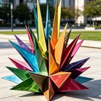 Sculpture d'étoile en résine, statue éclatante colorée, décoration artistique moderne, taille et couleur personnalisables, pour l'extérieur, place publique, parc, hôtel