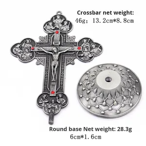 Mecrt Católica Crucifixo Ornamento com Jesus Figura Vintage Desktop Acessórios Zinc Alloy Ornamentos Cruz Metal Decoração - Product Image 6
