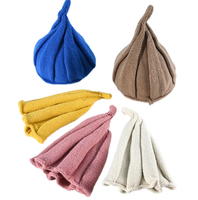 Bonnets avec logo personnalisé, en tricot côtelé doux, couleur bonbon, bonnet à bord haut, extensible, chaud, accessoire de tenue urbaine, chapeaux d'hiver pour enfants