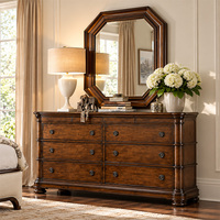 Lit capitonné de luxe de style américain classique avec tête de lit incurvée et garniture cloutée, taille King, mobilier de chambre pour villa