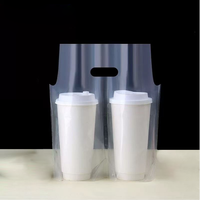 Sac porte-gobelets pour café à emporter, sac de transport personnalisé en plastique pour boissons, pour bar à bubble tea et livraison de jus, sac de transport pour deux gobelets