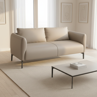 Canapé modulaire inclinable en cuir beige au design minimaliste, très demandé, pour bureau, salon ou appartement