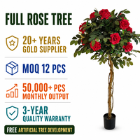 Arbre de roses artificielles, plante fleurie artificielle, fleurs rouges, feuilles vertes superposées, fournitures pour bureau, hôtel, restaurant, mariage