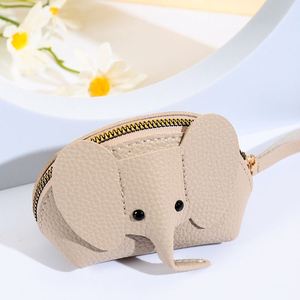 Zipper Closure Mini Elephant Pu Leather Handmade Coin <b>Purse</b> Wallet <b>Small</b> Items Pouch With Detachable Strap - Product Image 5