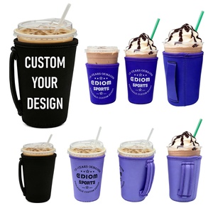 Portavasos de neopreno personalizado para café con logotipo, funda térmica para tazas, enfriador de bebidas con asa - Product Image 1