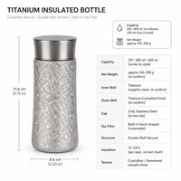 Bouteille de poche en titane pur 350 ml, isolée sous vide, double paroi, avec couvercle à vis et filtre à thé, pour voiture, garde au chaud, design élégant