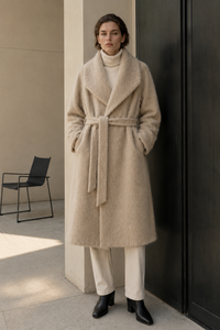<span class=keywords><strong>Manteau</strong></span> enveloppant <span class=keywords><strong>beige</strong></span> pour <span class=keywords><strong>femme</strong></span>, style Old Money, style anglais, avec ceinture, en mélange de <span class=keywords><strong>laine</strong></span> duveteuse de luxe, vêtement d'extérieur d'hiver - Product Image 5