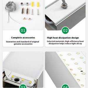 Luminaire linéaire LED suspendu étanche IP65 40W, corps en aluminium tubulaire carré, pour bureau, balcon, salle de bain - Product Image 4