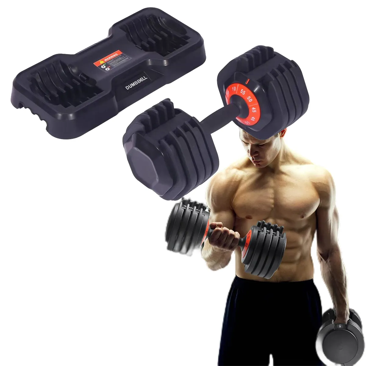 Giá rẻ quả tạ để bán 55lb 10 trong 1 Workout có thể điều chỉnh quả tạ với khay cho sức mạnh đào tạo tập thể dục