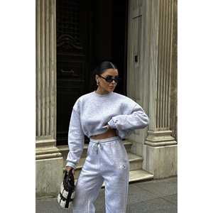 Chándal Gris Cómodo para Invierno, Cortavientos, Transpirable, Lavado al Ácido, Ropa Deportiva para Correr, Gimnasio, Impresión por Sublimación - Product Image 2