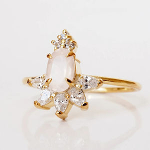 Ensemble de bijoux de fiançailles en argent sterling 925 avec halo en zircon cubique et morganite taille émeraude, vente en gros - Product Image 3