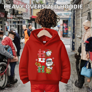 Sudadera con Capucha Roja Navideña, 400g, Mezcla de Poliéster y Algodón, Tejido de Felpa, con Estampado DTF Personalizado - Product Image 2