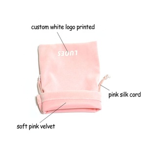 Bolsa de Terciopelo <span class=keywords><strong>Rosa</strong></span> Pálido Personalizada con Cordón para Colgante, Pendientes, Bolsa de Regalo - Product Image 6