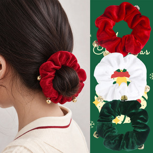 Coleteros de Terciopelo Navideños con Mini Campanas, Lazos para el Cabello de Tela Sencilla, Coleteros Versátiles para Cola de Caballo, Accesorios para el Cabello de Mujer para Invierno - Product Image 2