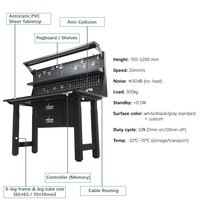 Table de travail réglable en hauteur avec 4 moteurs, capacité de charge de 300 kg, 4 pieds, poste de travail électrique, bureau debout avec tiroir, panneau perforé, lumière et prise