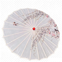Parapluie en bambou de style ancien pour décoration de mariage chinoise classique, en papier huilé, à long manche, pour décoration de plafond, en soie et satin