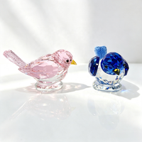 Ornement en verre soufflé artisanal de collection, figurines d'oiseaux en cristal gravé, 11x6cm, colibris, décoration de bureau à domicile