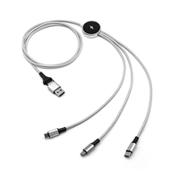 Câble de charge USB 5 en 1 en nylon personnalisé avec logo LED, gadget promotionnel, 1,2 m, MOQ le plus bas, conforme CE RoHS