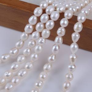 Collier de perles d'eau douce naturelles en forme de riz de 6-7 mm, accessoires faits à la main avec perles en vrac, Zhuji DIY, vente en gros - Product Image 3