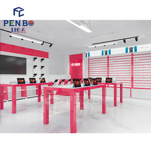 2025 thiết kế mới thời trang điện thoại di động cửa hàng trang trí bố trí thiết kế tùy chỉnh gỗ phong cách hiển thị kệ cho các cửa hàng điện - Product Image 5