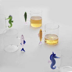 Niedliche Meerestier-Kaffeetasse mit Seepferdchen-Griff, 3D-Ozean-Design, Borosilikatglas-Becher, Hitzebeständig, Spülmaschinenfest, Wiederverwendbar für - Product Image 3