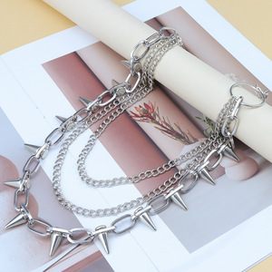 โซ่คาดเอวหลายชั้น สไตล์พังก์ ประดับหนาม ทำจากโลหะผสมสังกะสี เครื่องประดับแฟชั่นแนวสตรีทลำลองสำหรับผู้ชายและผู้หญิง - Product Image 3