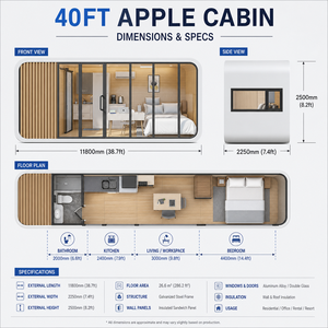 <span class=keywords><strong>Maison</strong></span>-capsule Apple Cabin de 40 pieds, unité d'hébergement préfabriquée avec coque composite arrondie pour usage en hôtel-resort - Product Image 6