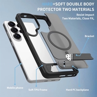 Étui de téléphone magnétique à chargement sans fil haut de gamme pour S26 S25 S24 Ultra, coque antichoc effet seconde peau avec support intégré