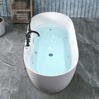 Bañera de Hidromasaje Moderna Independiente de Acrílico con Borde Delgado, Diseño Ergonómico para Relajación, Jets Ajustables, Superficie Fácil de Limpiar