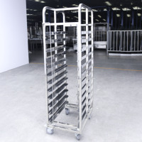 Équipement de cuisine commerciale chariot à pain en acier inoxydable avec roues plateau de boulangerie chariot restaurants hôtels fournitures pour la maison