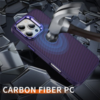 Étui de téléphone Premium pour iPhone 17 16 Pro Max 16 Plus avec support d'objectif d'appareil photo en fibre de carbone, acrylique et TPU, anti-traces de doigts, sensation de peau