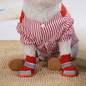 Small Dog Summer Sandals Cute Solid Pattern Breathable Anti-Slip <strong>Pet</strong> <strong>Shoes</strong> with Comfortable Reflective Mesh Rubber Feet Covers - Product Image 3