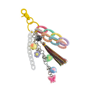 Nouvelle collection de breloques et <span class=keywords><strong>porte</strong></span>-clés pour femmes en acrylique <span class=keywords><strong>original</strong></span> avec pompons - Product Image 1