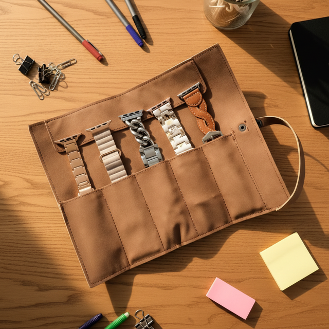 Luxury Watch Storage Roll Stylish Travel Smartwatch Case With Band Organizers Handmade Pu Watch Pouches