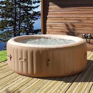 Jacuzzi Inflable Portátil para 6 Personas, Apto para Niños, <span class=keywords><strong>Piscina</strong></span> de Spa <span class=keywords><strong>Redonda</strong></span> Grande de PVC <span class=keywords><strong>con</strong></span> Calefacción y 130 Chorros de Burbujas - Product Image 1